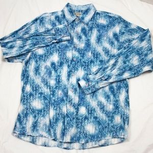 H20 Collection Men's Long Sleeve‎ Button Front Paisley Shirt  Size XL